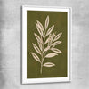 Floral print of Olive Branch with white glass front frame