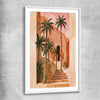 Floral print of Palm House with white glass front frame