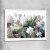 Floral print of Blooming Lotus Flowers with white glass front frame