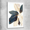 Floral print of Botanic Blue Three with white glass front frame