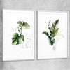 Floral print of Botanic Gold Pair with white glass front frame