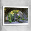 Floral print of Broumovske Steny Arch with white glass front frame