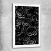 Floral print of Hidden Roses with white glass front frame