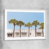 Floral print of South Miami Palms with white glass front frame