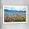 Floral print of Spring Blossom with white glass front frame