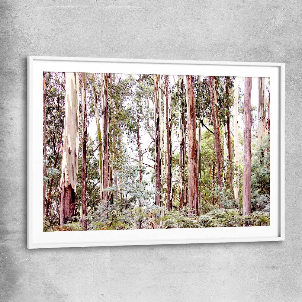 Floral print of Victorian Forest with white glass front frame