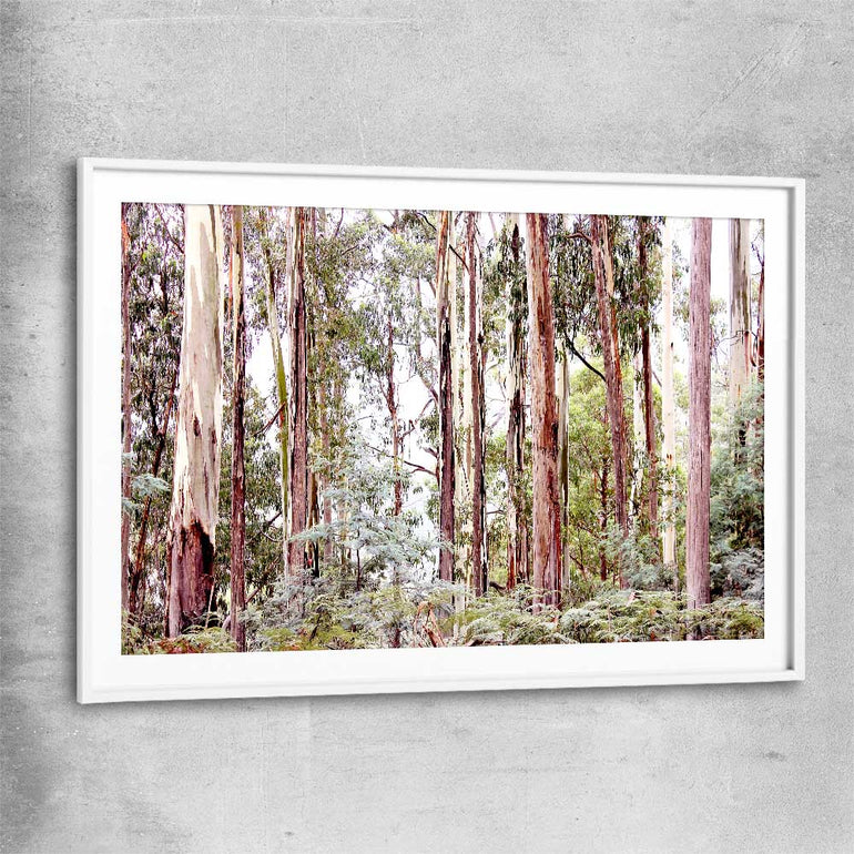 Floral print of Victorian Forest with white glass front frame