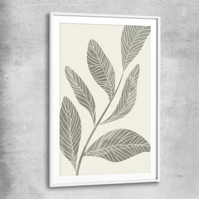 Floral print of Vintage Floral Three with white glass front frame