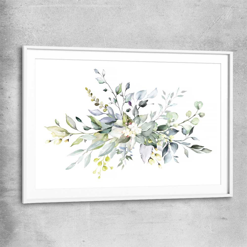 Floral print of Watercolour Floral with white glass front frame
