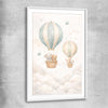 Floating Dreams white glass front frame is a nursery canvas wall art and print suited for childrens nursery area