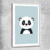 Friendly Panda white glass front frame is a nursery canvas wall art and print suited for childrens nursery area