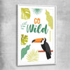 Go Wild white glass front frame is a nursery canvas wall art and print suited for childrens nursery area