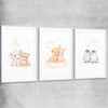 Moonlight Companions Set white glass front frame is a nursery canvas wall art and print suited for childrens nursery area