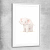 Little Elephant white glass front frame is a nursery canvas wall art and print suited for childrens nursery area