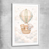 Soaring Animal Trio white glass front frame is a nursery canvas wall art and print suited for childrens nursery area