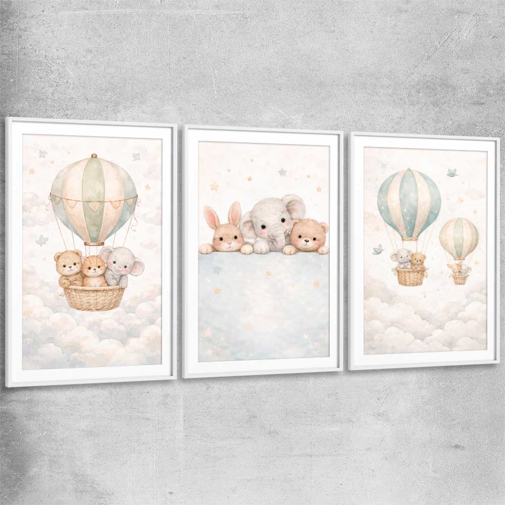Sweet Dreams Set white glass front frame is a nursery canvas wall art and print suited for childrens nursery area