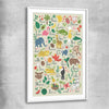 Tropical Alphabet Light white glass front frame is a nursery canvas wall art and print suited for childrens nursery area