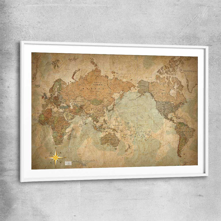 Antique World white glass front frame is a high quality print in our city skyline, travel prints and maps collection