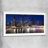 Brisbane Southbank Glow white glass front frame is a high quality print in our city skyline, travel prints and maps collection
