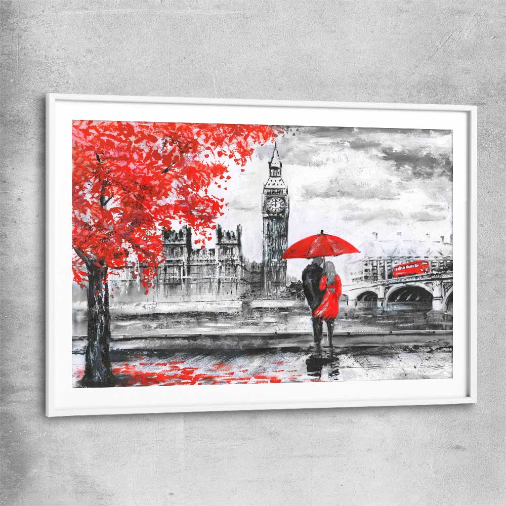 London Affection white glass front frame is a high quality print in our city skyline, travel prints and maps collection