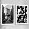 Manhattan Bridge Pair white glass front frame is a high quality print in our city skyline, travel prints and maps collection
