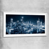 Melbourne City Glow white glass front frame is a high quality print in our city skyline, travel prints and maps collection