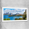 Sydney Harbour Panorama white glass front frame is a high quality print in our city skyline, travel prints and maps collection
