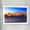 Sydney Harbour Sunset white glass front frame is a high quality print in our city skyline, travel prints and maps collection