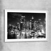 Sydney Night Skyline white glass front frame is a high quality print in our city skyline, travel prints and maps collection