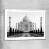 Taj Mahal View white glass front frame is a high quality print in our city skyline, travel prints and maps collection