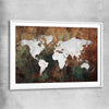 World Grunge white glass front frame is a high quality print in our city skyline, travel prints and maps collection