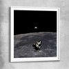 Space prints and wall art of Apollo 11 Earthrise with white glass front frame