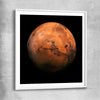 Space prints and wall art of Mars Hemisphere with white glass front frame
