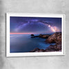 Space prints and wall art of Night Milky Way with white glass front frame