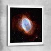 Space prints and wall art of Southern Ring Nebula with white glass front frame
