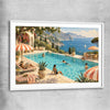 Riviera Poolside white glass front frame is a high quality print in our city skyline, travel prints and maps collection