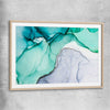 Aqua Blue raw oak glass front frame - part of our high quality canvas abstract wall art collection