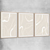 Beige Lines Set raw oak glass front frame - part of our high quality canvas abstract wall art collection