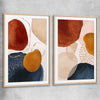 Beige Navy Pair raw oak glass front frame - part of our high quality canvas abstract wall art collection