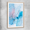 Blue Fracture raw oak glass front frame - part of our high quality canvas abstract wall art collection