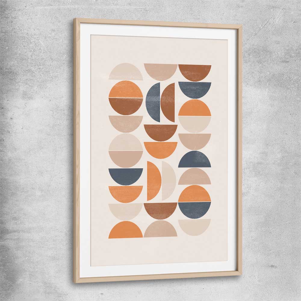 Bohemian Moons raw oak glass front frame - part of our high quality canvas abstract wall art collection
