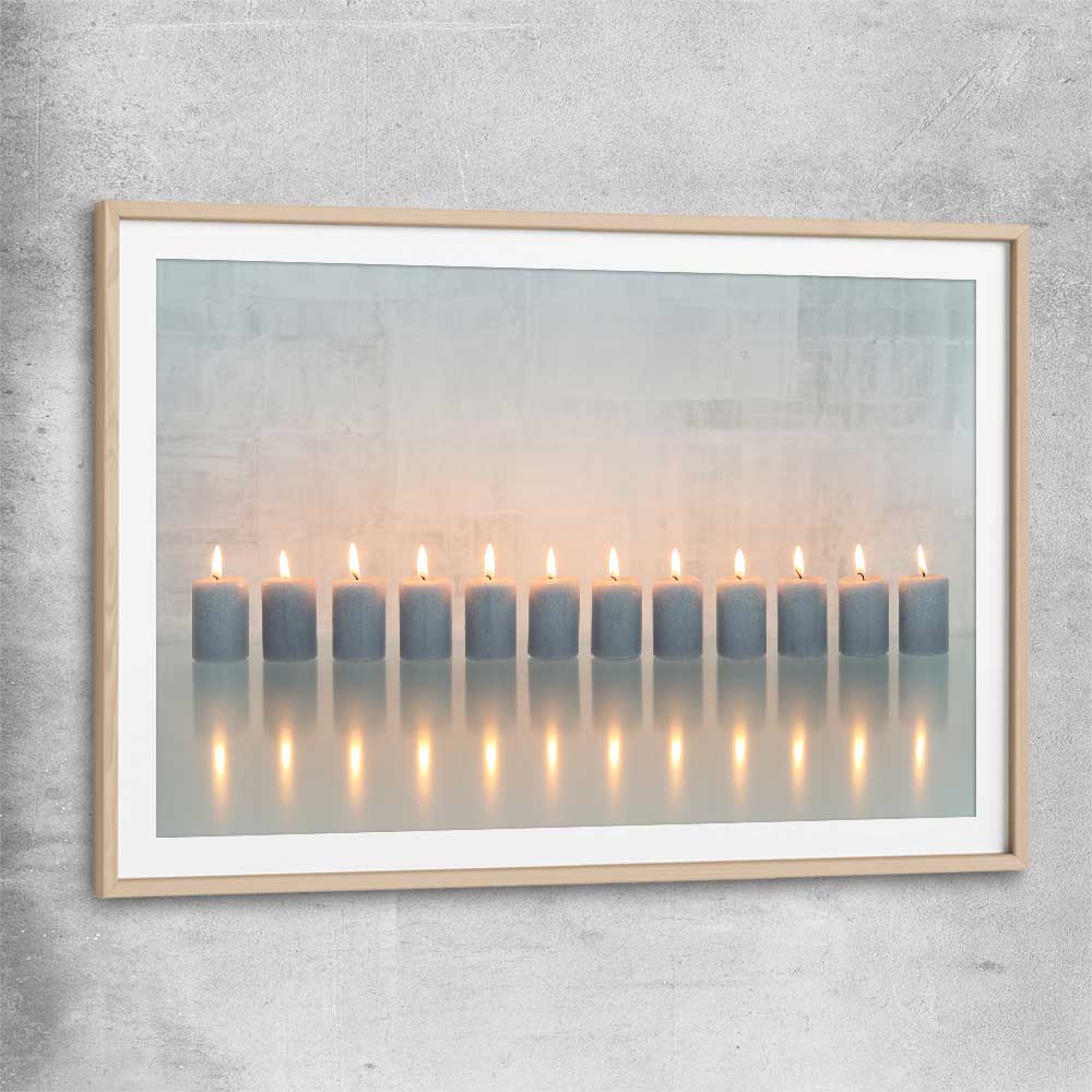 Candle Meditation raw oak glass front frame - part of our high quality canvas abstract wall art collection