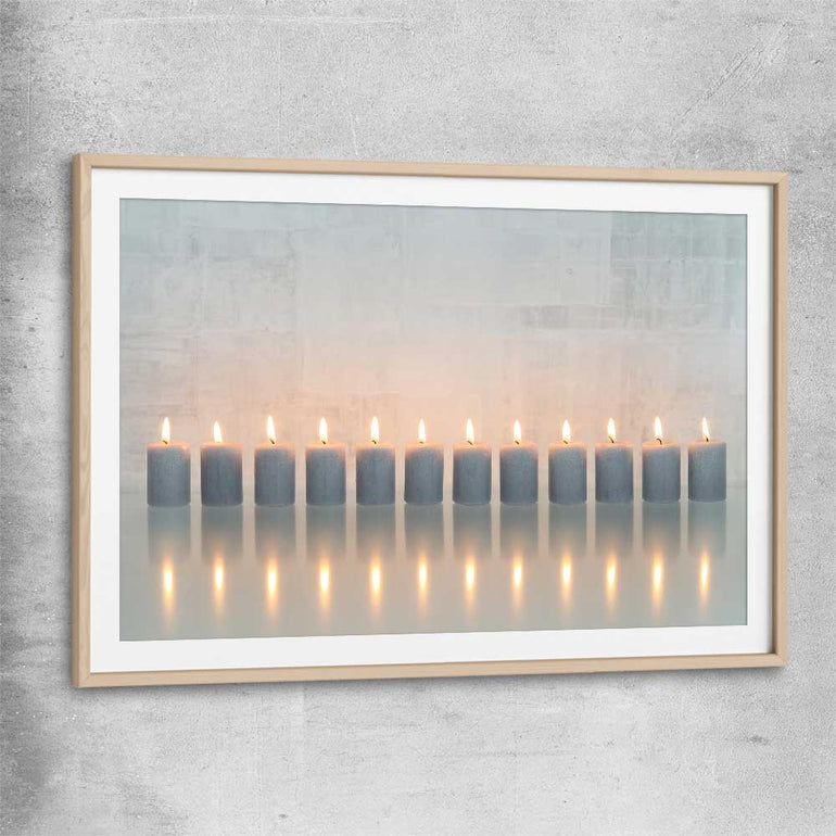 Candle Meditation raw oak glass front frame - part of our high quality canvas abstract wall art collection