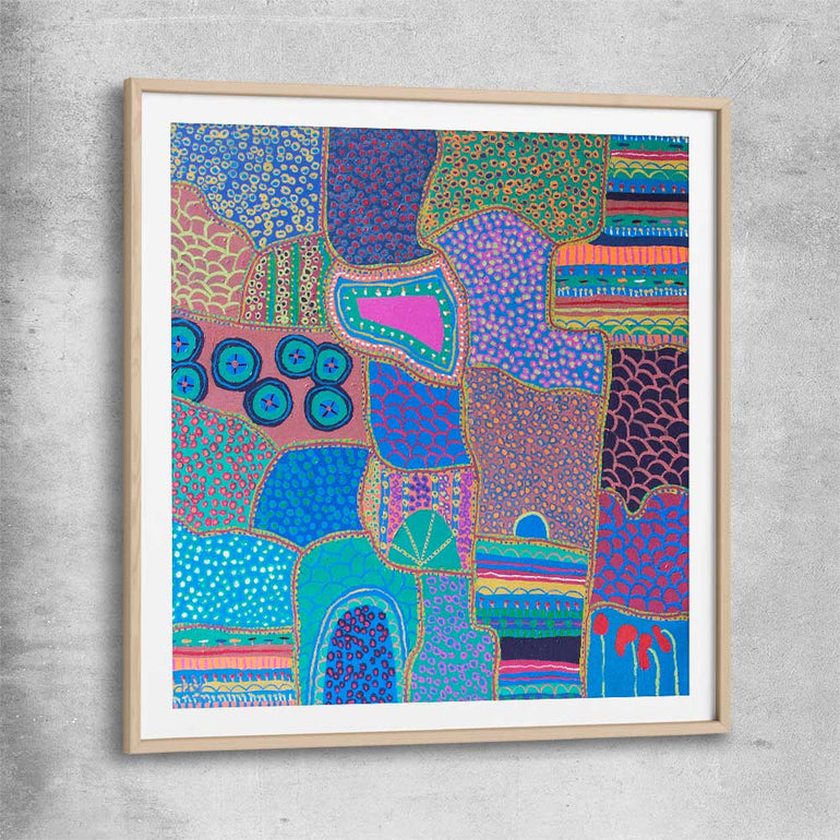 Colour has Life raw oak glass front frame - part of our high quality canvas abstract wall art collection