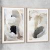 Cosy Neutral Pair raw oak glass front frame - part of our high quality canvas abstract wall art collection
