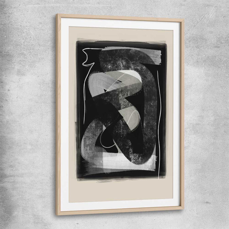 Dark Flow raw oak glass front frame - part of our high quality canvas abstract wall art collection