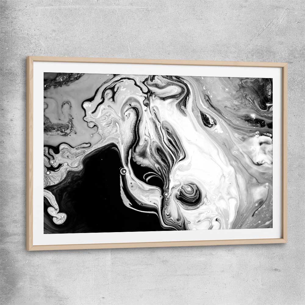 Darkened Swirls raw oak glass front frame - part of our high quality canvas abstract wall art collection