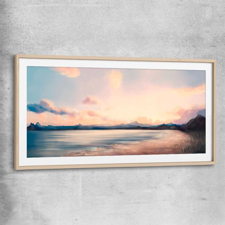 Dawn at Sea raw oak glass front frame - part of our high quality canvas abstract wall art collection