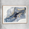 Drifting Blues raw oak glass front frame - part of our high quality canvas abstract wall art collection
