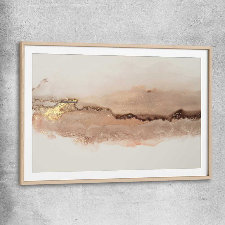 Earthen Glitter raw oak glass front frame - part of our high quality canvas abstract wall art collection